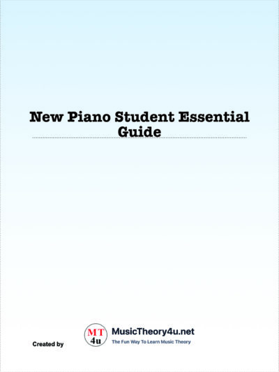 New piano student essential guide. This is a guide with essential knowledge for new piano students. This guide will help music teachers explain musical concepts to their students and make learning more fun for them. The guide is available in the Music Theory Shop at musictheory4u.net.